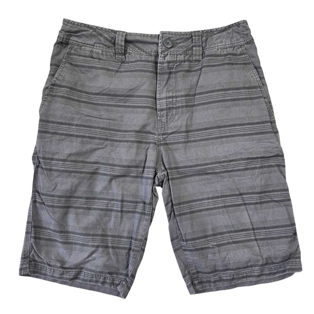 Univibe Boys Gray Striped Chino Shorts Size 16 Cotton Casual Flat Front Regular
